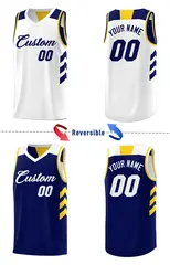 Navy White Double Side Sets Basketball Jersey for Men 3