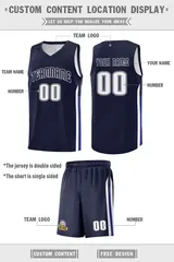 Navy White Double Side Sets Basketball Jersey for Men 2