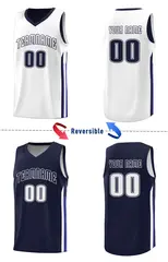 Navy White Double Side Sets Basketball Jersey for Men 3