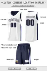 Navy White Double Side Sets Basketball Jersey for Men 4