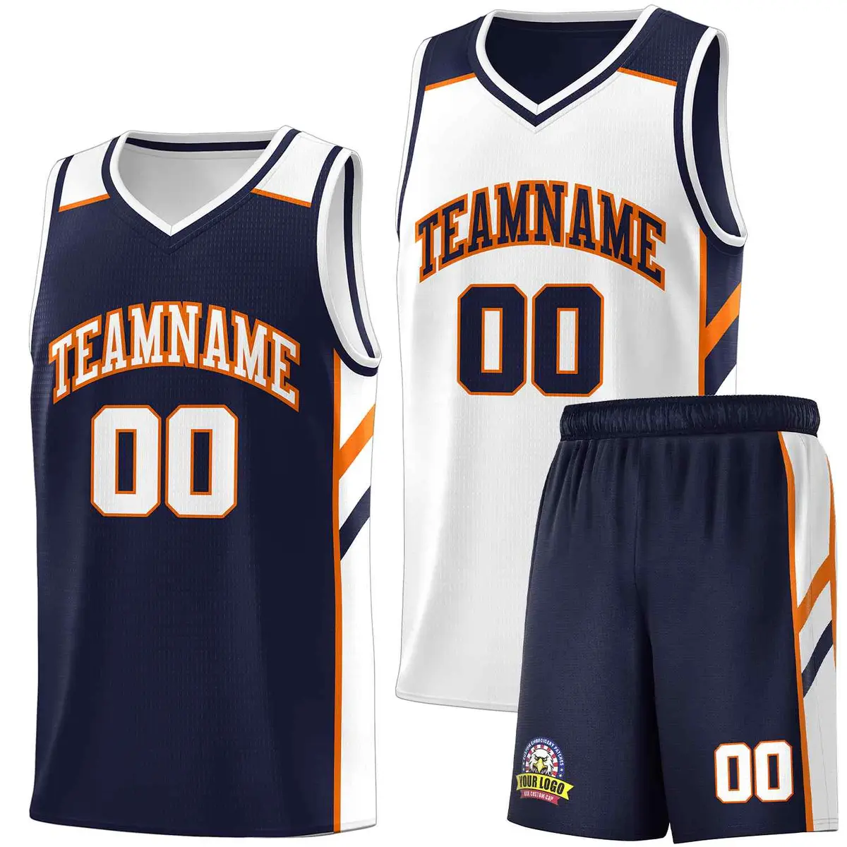 Navy White Double Side Sets Basketball Jersey for Men