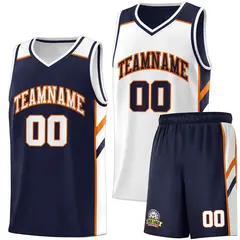 Navy White Double Side Sets Basketball Jersey for Men