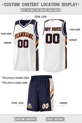 Navy White Double Side Sets Basketball Jersey for Men 2