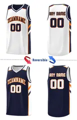 Navy White Double Side Sets Basketball Jersey for Men 3