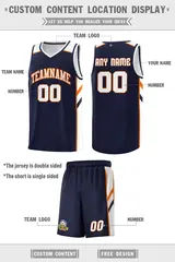 Navy White Double Side Sets Basketball Jersey for Men 4