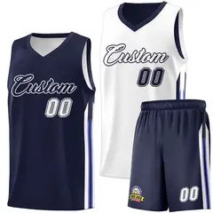 Navy White Double Side Sets Basketball Jersey for Men