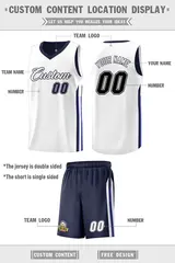 Navy White Double Side Sets Basketball Jersey for Men 2