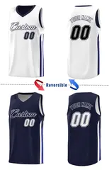 Navy White Double Side Sets Basketball Jersey for Men 3