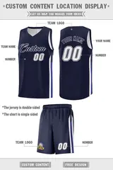 Navy White Double Side Sets Basketball Jersey for Men 4