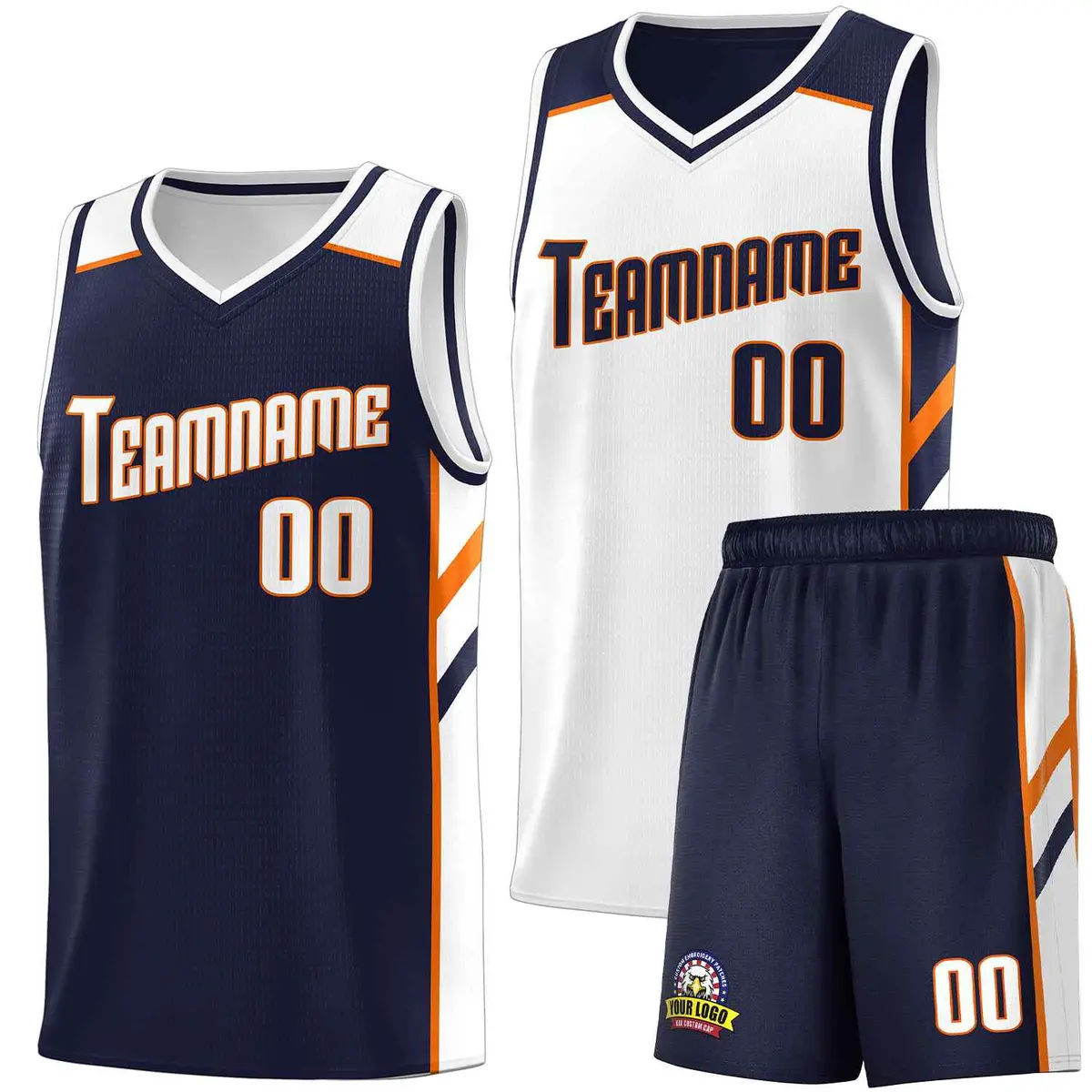 Navy White Double Side Sets Basketball Jersey for Men