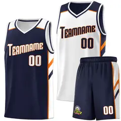 Navy White Double Side Sets Basketball Jersey for Men