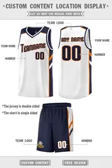 Navy White Double Side Sets Basketball Jersey for Men 2