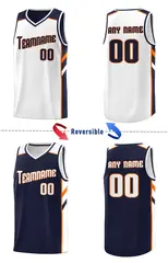 Navy White Double Side Sets Basketball Jersey for Men 3