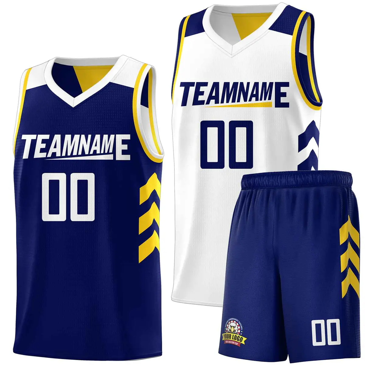 Navy White Double Side Sets Basketball Jersey for Men