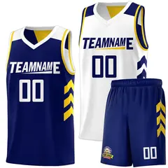 Navy White Double Side Sets Basketball Jersey for Men