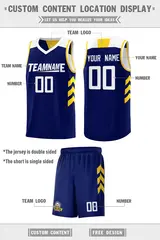 Navy White Double Side Sets Basketball Jersey for Men 2