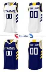 Navy White Double Side Sets Basketball Jersey for Men 3