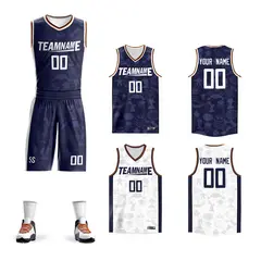 Navy White Double Side Sets Basketball Jersey
