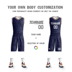 Navy White Double Side Sets Basketball Jersey 3