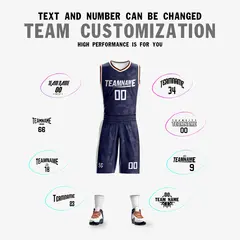 Navy White Double Side Sets Basketball Jersey 5