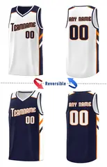Navy White Double Side Sports Vest Basketball Jersey 4