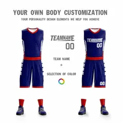 Navy White Double Side Sportswear Basketball Jersey 4