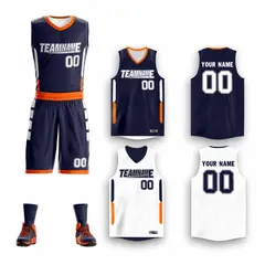 Navy White Double Side Sportswear Basketball Jersey