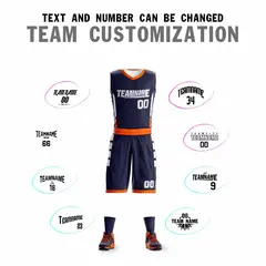 Navy White Double Side Sportswear Basketball Jersey 2