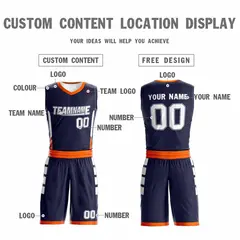 Navy White Double Side Sportswear Basketball Jersey 3