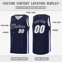 Navy White Double Side Tops Men Training Basketball Jersey 2
