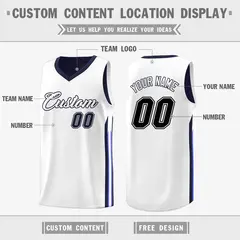 Navy White Double Side Tops Men Training Basketball Jersey 3