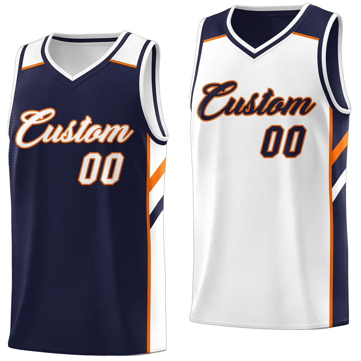 Navy White Double Side Tops Sport Basketball Jersey