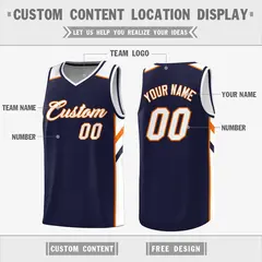 Navy White Double Side Tops Sport Basketball Jersey 2
