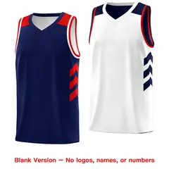 Navy White Double Side Tops Team Basketball Jersey 6