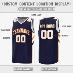 Navy White Double Side Tops Team Basketball Jersey 2