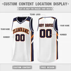 Navy White Double Side Tops Team Basketball Jersey 3