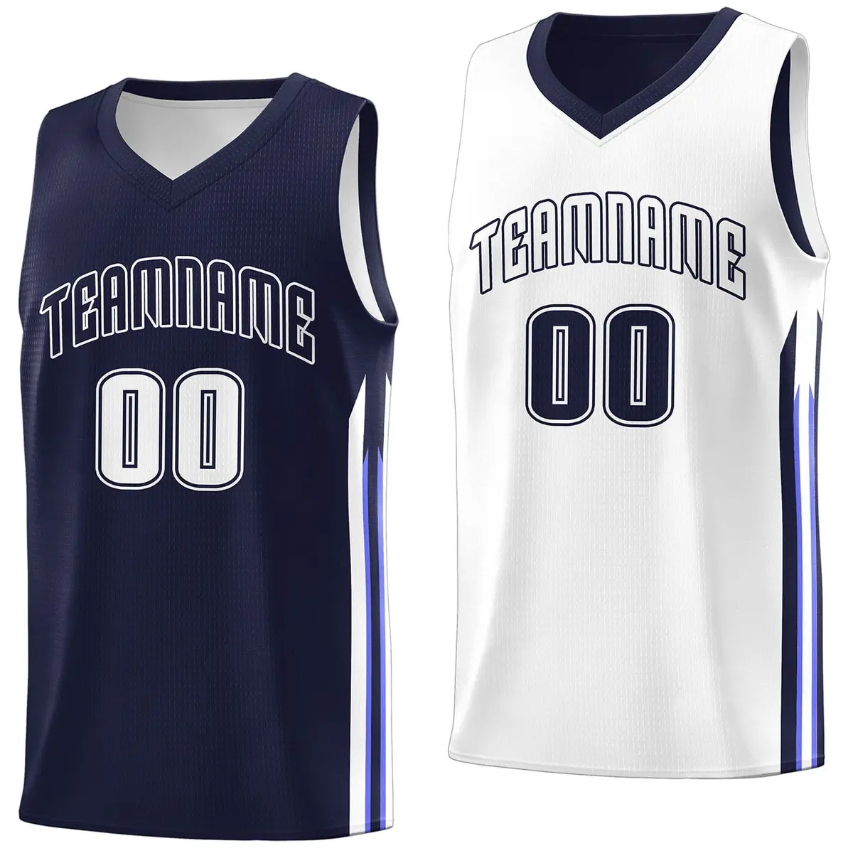 Navy White Double Side Training Basketball Jersey