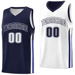 Navy White Double Side Training Basketball Jersey