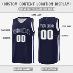 Navy White Double Side Training Basketball Jersey 2