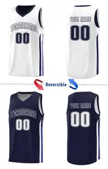 Navy White Double Side Training Basketball Jersey 4