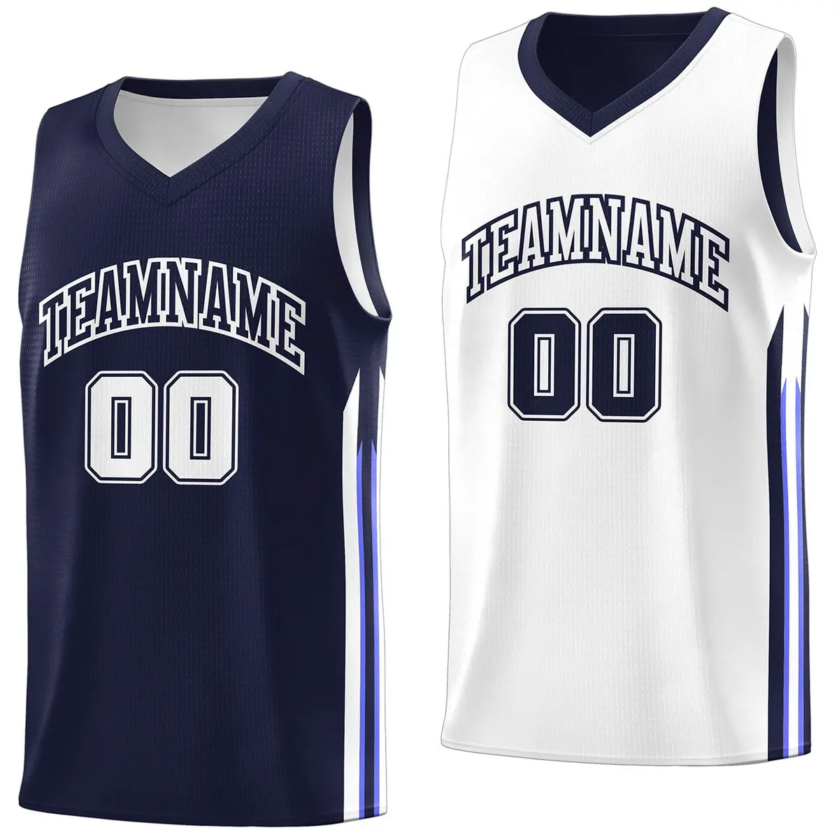 Navy White Double Side Training Basketball Jersey