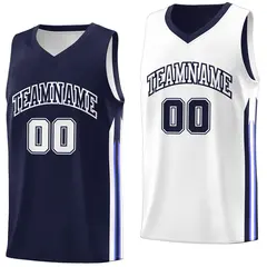 Navy White Double Side Training Basketball Jersey