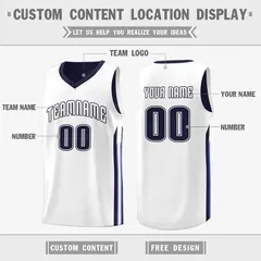 Navy White Double Side Training Basketball Jersey 3