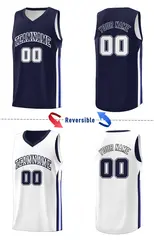Navy White Double Side Training Basketball Jersey 4