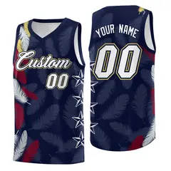 Navy White Feather Series Graffiti Pattern Basketball Jersey 1