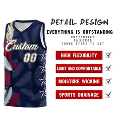 Navy White Feather Series Graffiti Pattern Basketball Jersey 2