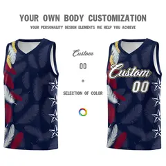 Navy White Feather Series Graffiti Pattern Basketball Jersey 3