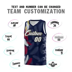 Navy White Feather Series Graffiti Pattern Basketball Jersey 4