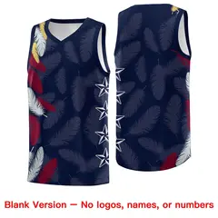 Navy White Feather Series Graffiti Pattern Basketball Jersey 6