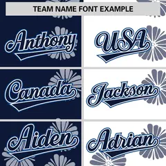 Navy White Flower Graffiti Split Baseball Jersey 3